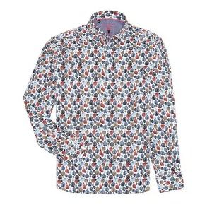 Luchiano Visconti Leaves Print Stretch Long-Sleeve Woven Shirt(small)